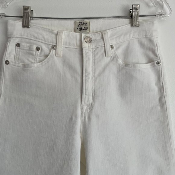 J. Crew 9” High-Rise Toothpick Jeans in White; B3584 - Picture 5 of 8